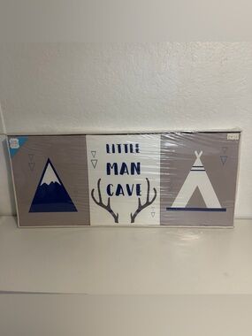 The KIDS ROOM BY STUPELL, Little Man Cave Wall Art - Navy and Gray